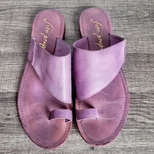 Free People Santorini Leather Toe Loop Sandals EU 38 Minimal Boho